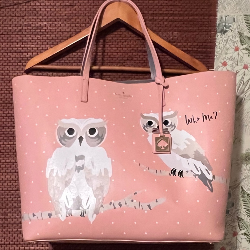 Kate Spade Pink Owl Print Tote Bag